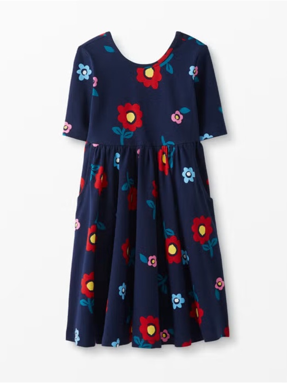 Hanna Andersson Navy Floral Twirl Dress size 6/7
